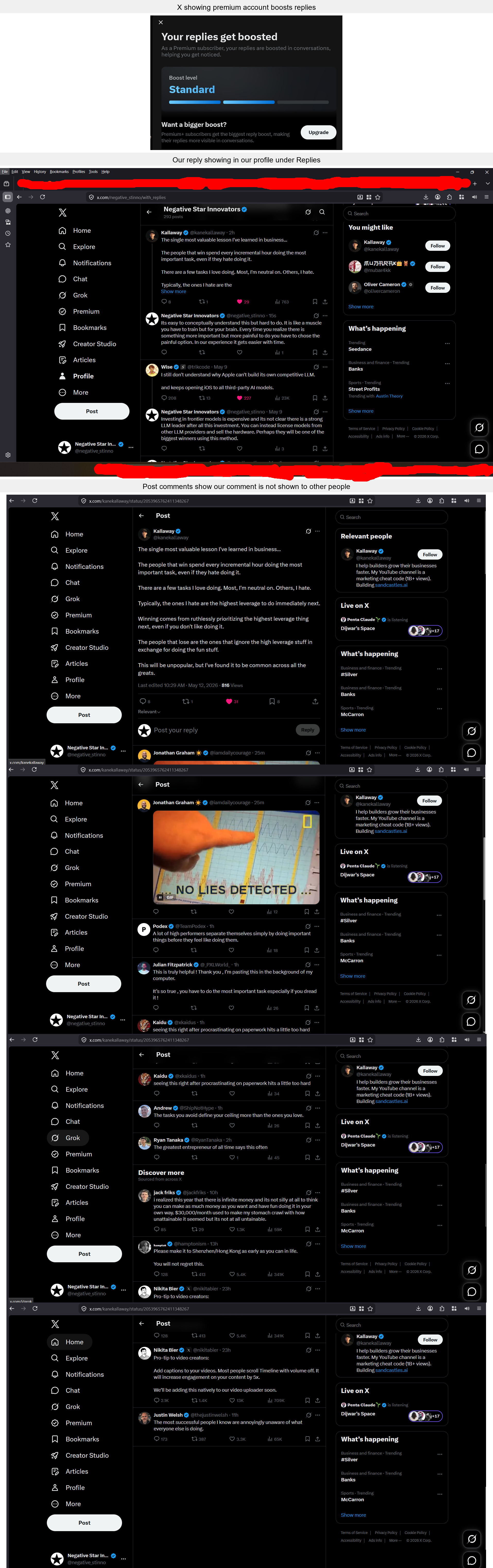 X invisible comments evidence